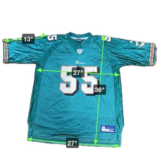 Reebok NFL Equipment Miami Dolphins Junior Seau #55 Jersey 2XL XXL Green - Picture 7 of 7